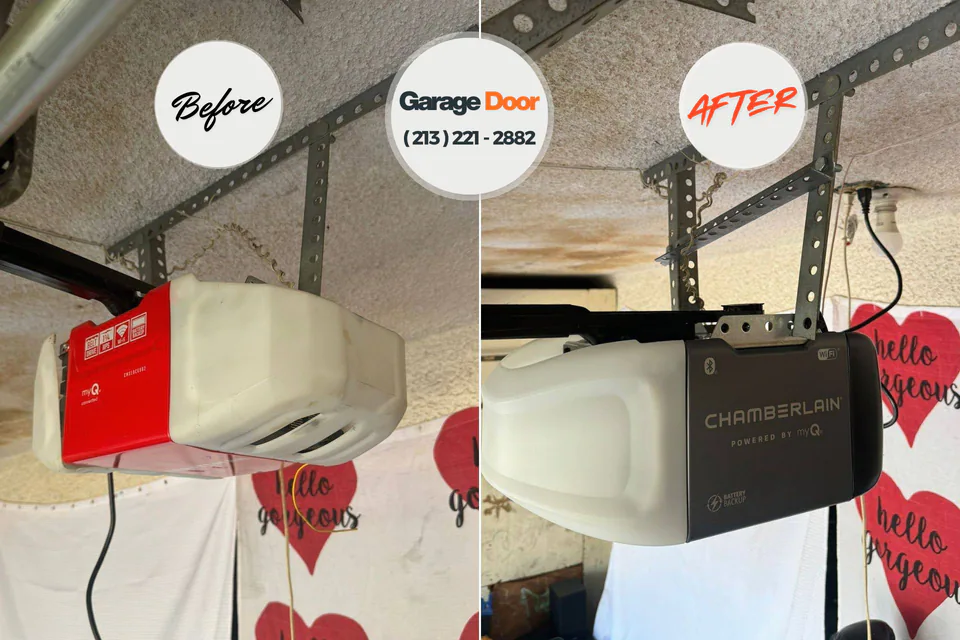 Before and after: garage door repair Moriches, NY